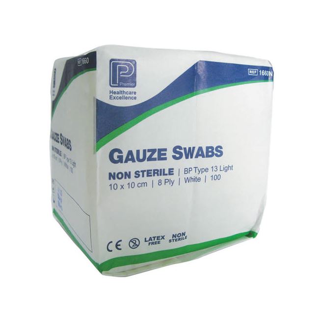 Gauze Swabs Non Sterile 10x10cm 8 ply x100