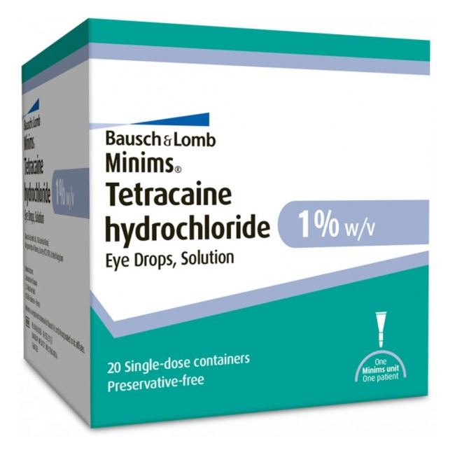 Minims Tetracaine Hydrochloride 1% Eye Drops x 20