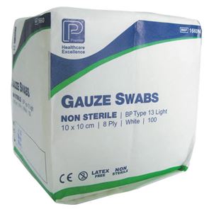 Gauze Swabs Non Sterile 10x10cm 8 ply x100